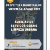 Apostila Auxiliar De Serviços Gerais Limpeza Urbana Prefeitura de Virgem da Lapa MG 2023