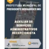 Apostila Auxiliar de Serviços Administrativos Recepcionista Prefeitura de Presidente Bernardes MG 2023