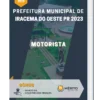 Apostila Motorista Prefeitura de Iracema do Oeste PR 2023