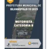 Apostila Motorista Categoria B Prefeitura de Silvanópolis TO 2023