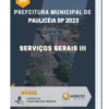 Apostila Serviços Gerais III Prefeitura de Paulicéia SP 2023
