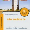 Apostila Auxiliar De Serviços Gerais Prefeitura de São Valério TO 2024