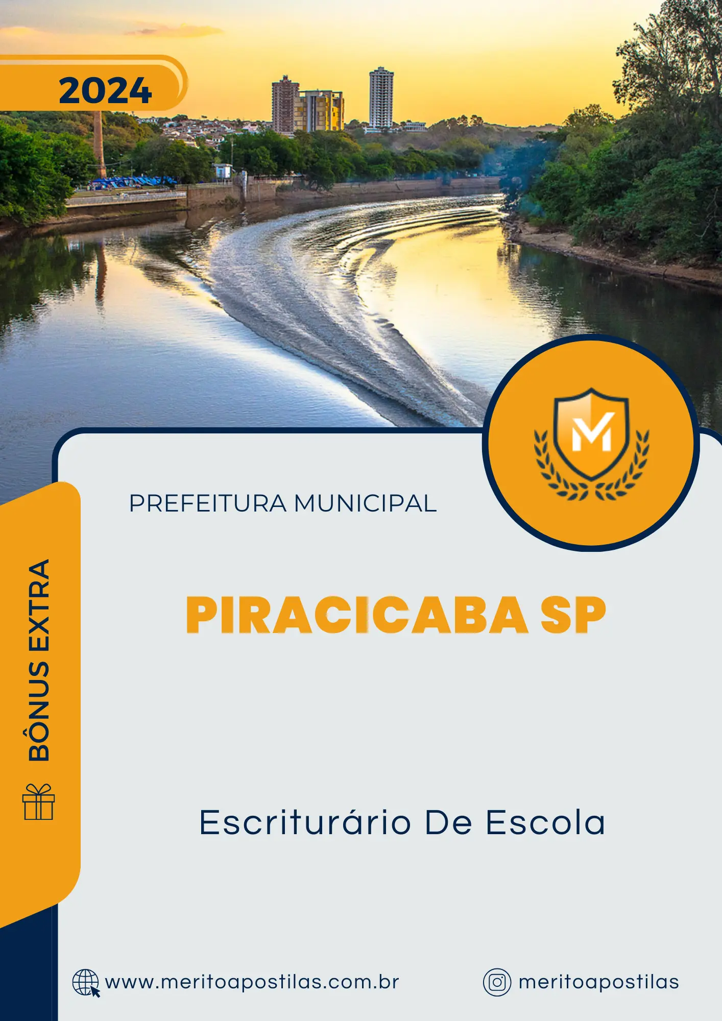Apostila Escriturário De Escola Prefeitura de Piracicaba SP 2024