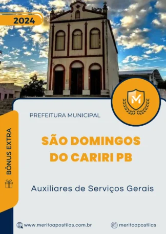 Apostila Auxiliares de Serviços Gerais Prefeitura São Domingos do Cariri PB 2024