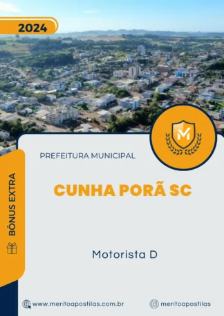 Apostila Motorista D Prefeitura de Cunha Porã SC 2024