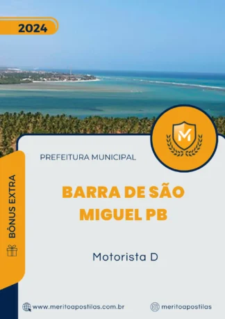 Apostila Motorista D Prefeitura Barra de São Miguel PB 2024