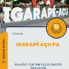 Apostila Auxiliar De Serviços Gerais Servente Câmara de Igarapé Açu PA 2024