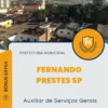 Apostila Auxiliar de Serviços Gerais Prefeitura de Fernando Prestes SP 2024