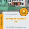 Apostila Auxiliar De Serviços Gerais Prefeitura de Joaquim Nabuco PE 2024