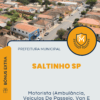Apostila Motorista (Ambulância, Veículos De Passeio, Van E Micro-Ônibus) Prefeitura de Saltinho SP 2025