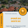Apostila Operador de Máquinas CNH Categoria C Prefeitura de Iporã do Oeste SC 2025
