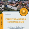 Apostila Assistente De Serviços Públicos Pedreiro Prefeitura de Boa Esperança MG 2025
