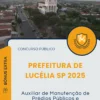 Apostila Auxiliar de Manutenção de Prédios Públicos e Logradouros Prefeitura de Lucélia SP 2025