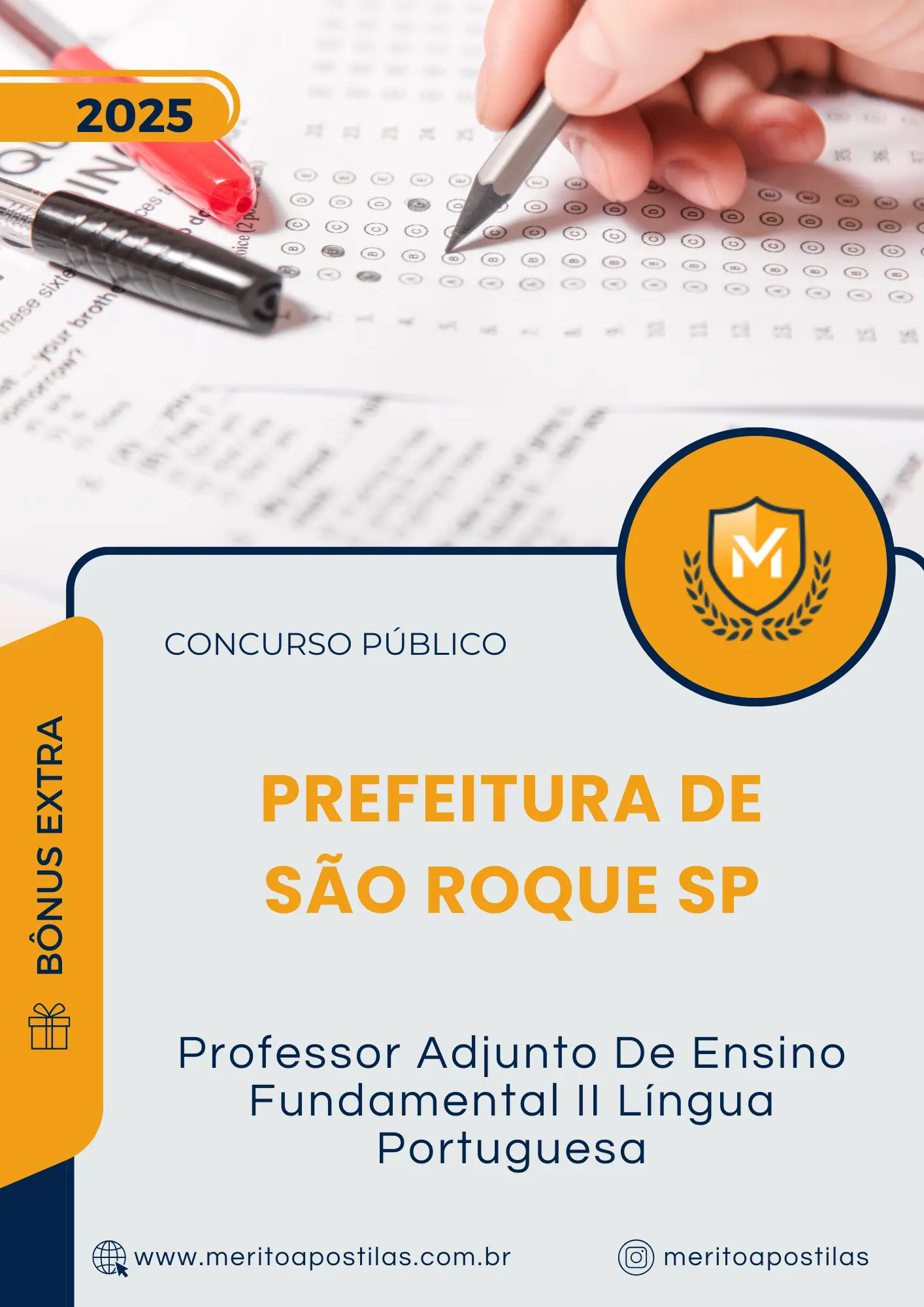 Apostila Professor Adjunto De Ensino Fundamental II Língua Portuguesa Prefeitura de São Roque SP 2025