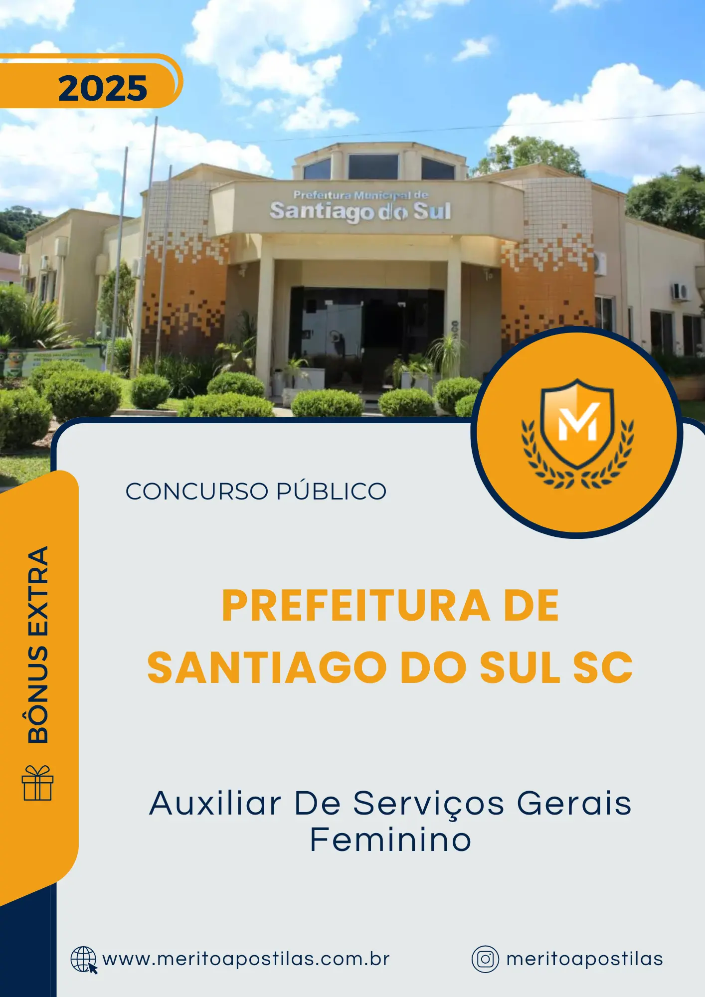 Apostila Auxiliar De Serviços Gerais Feminino Prefeitura de Santiago do Sul SC 2025
