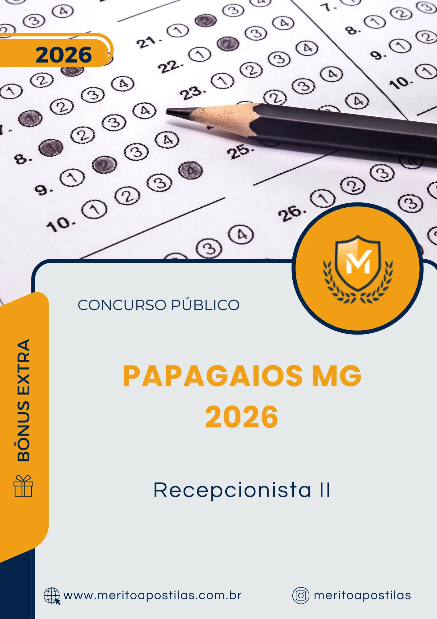 Apostila Recepcionista II Prefeitura de Papagaios MG 2026