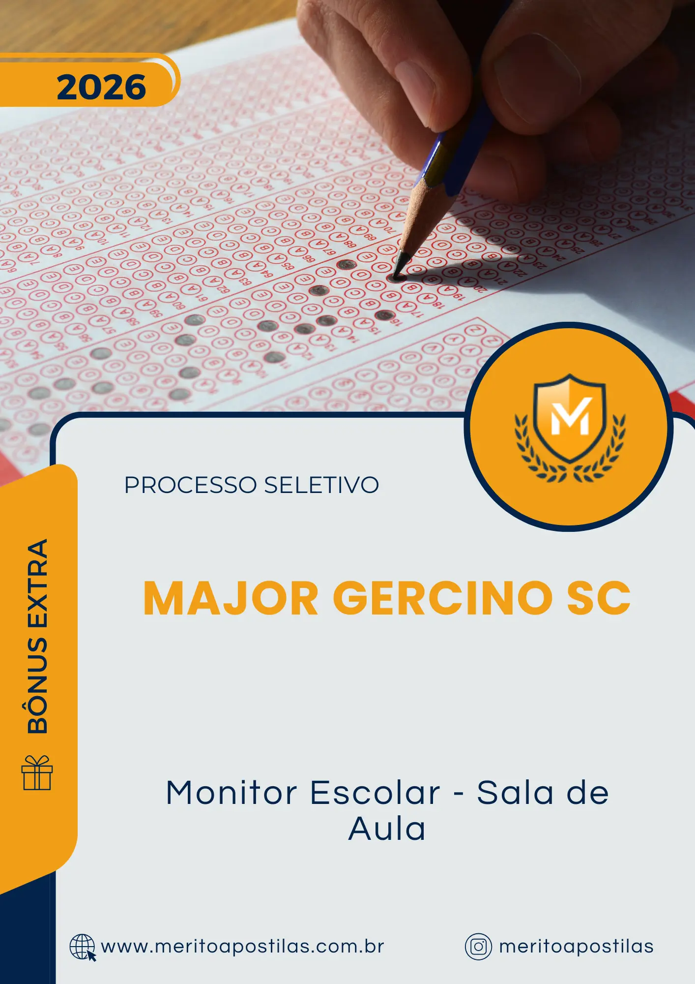 Apostila Monitor Escolar Sala de Aula Prefeitura de Major Gercino SC 2026