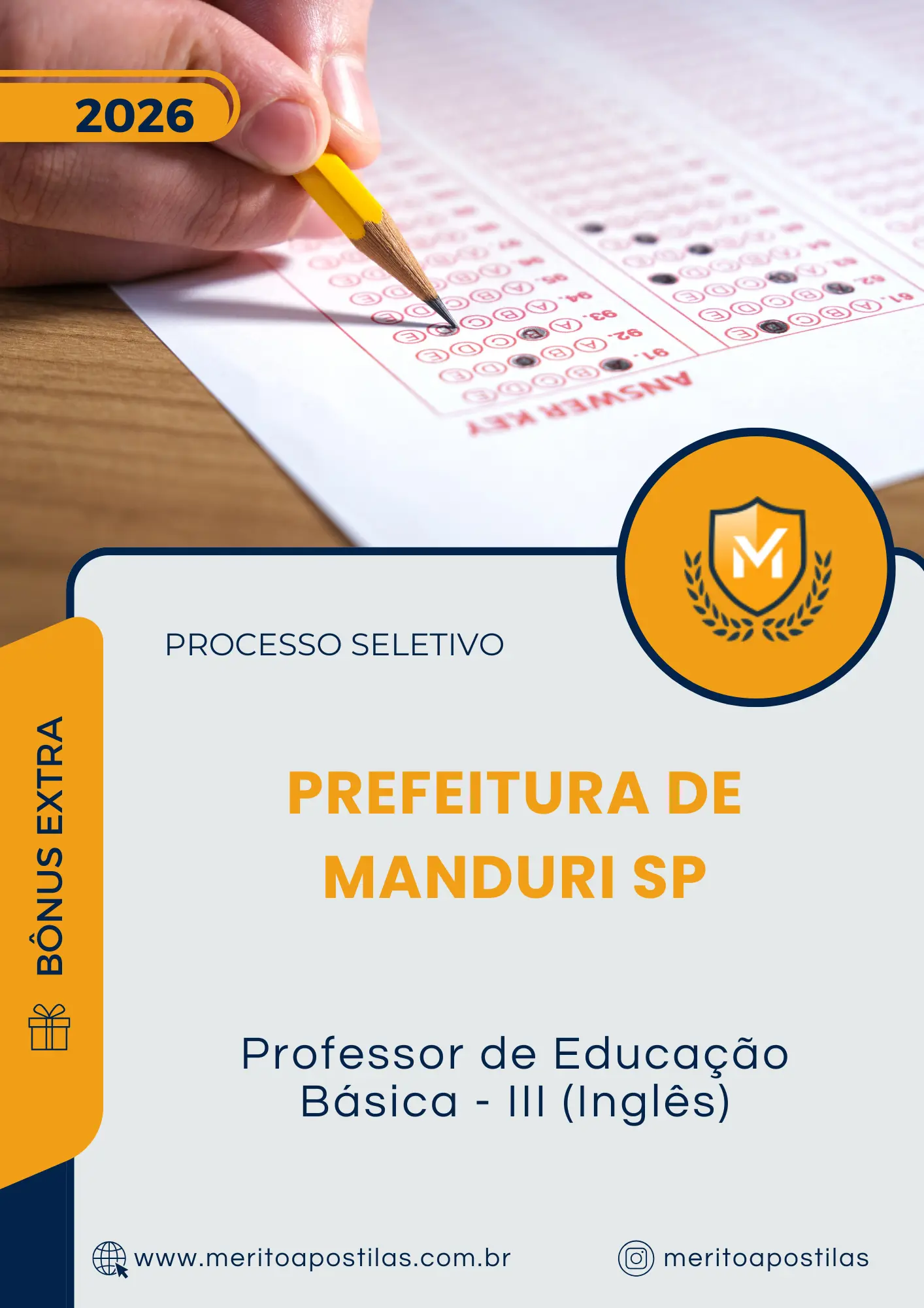 Apostila Professor de Educação Básica III Inglês Prefeitura de Manduri SP 2026
