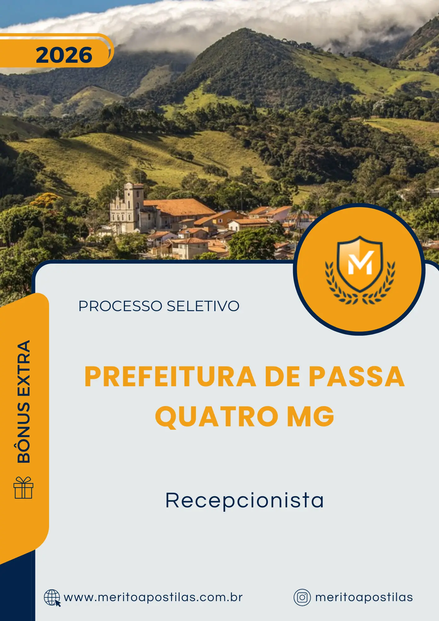 Apostila Recepcionista Prefeitura de Passa Quatro MG 2026