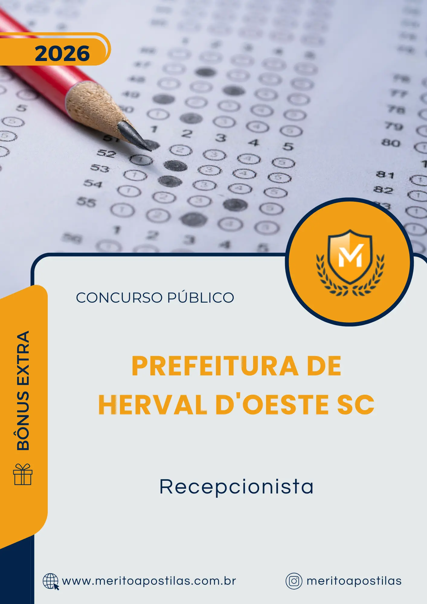 Apostila Recepcionista Prefeitura de Herval D'Oeste SC 2026