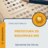 Apostila Servente De Obras Prefeitura de Biquinhas MG 2026