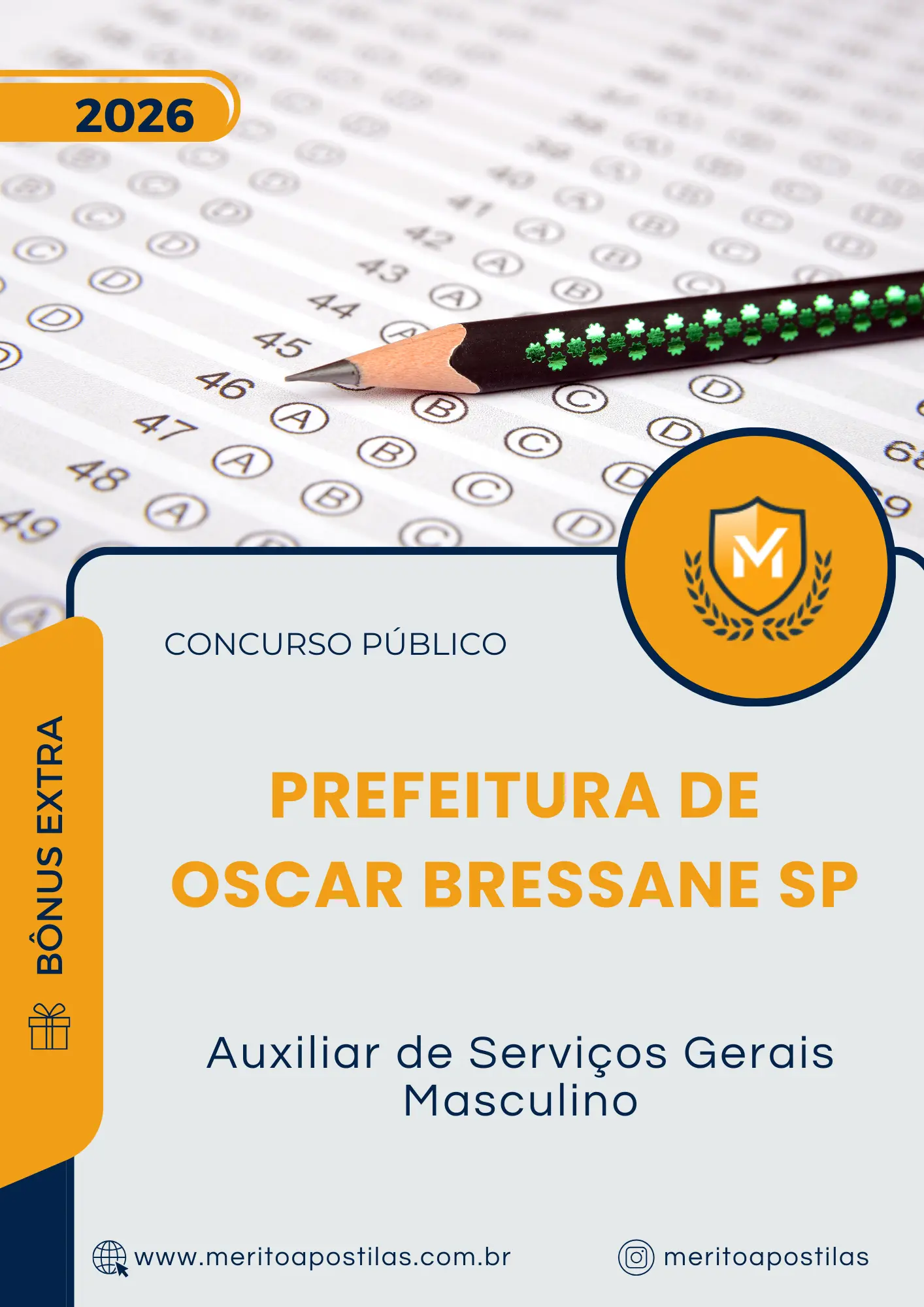 Apostila Auxiliar de Serviços Gerais Masculino Prefeitura de Oscar Bressane SP 2026