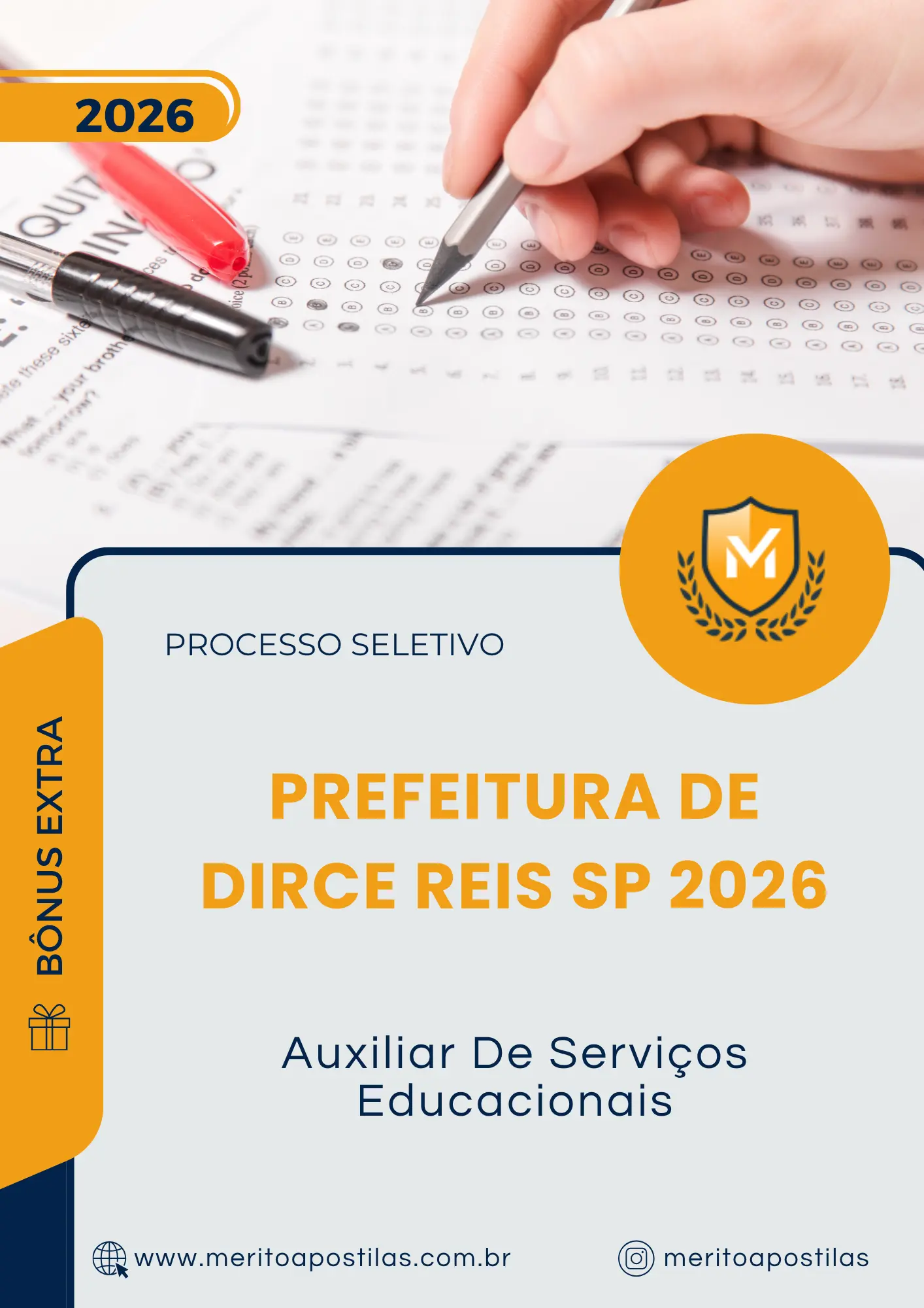 Apostila Auxiliar De Serviços Educacionais Prefeitura de Dirce Reis SP 2026