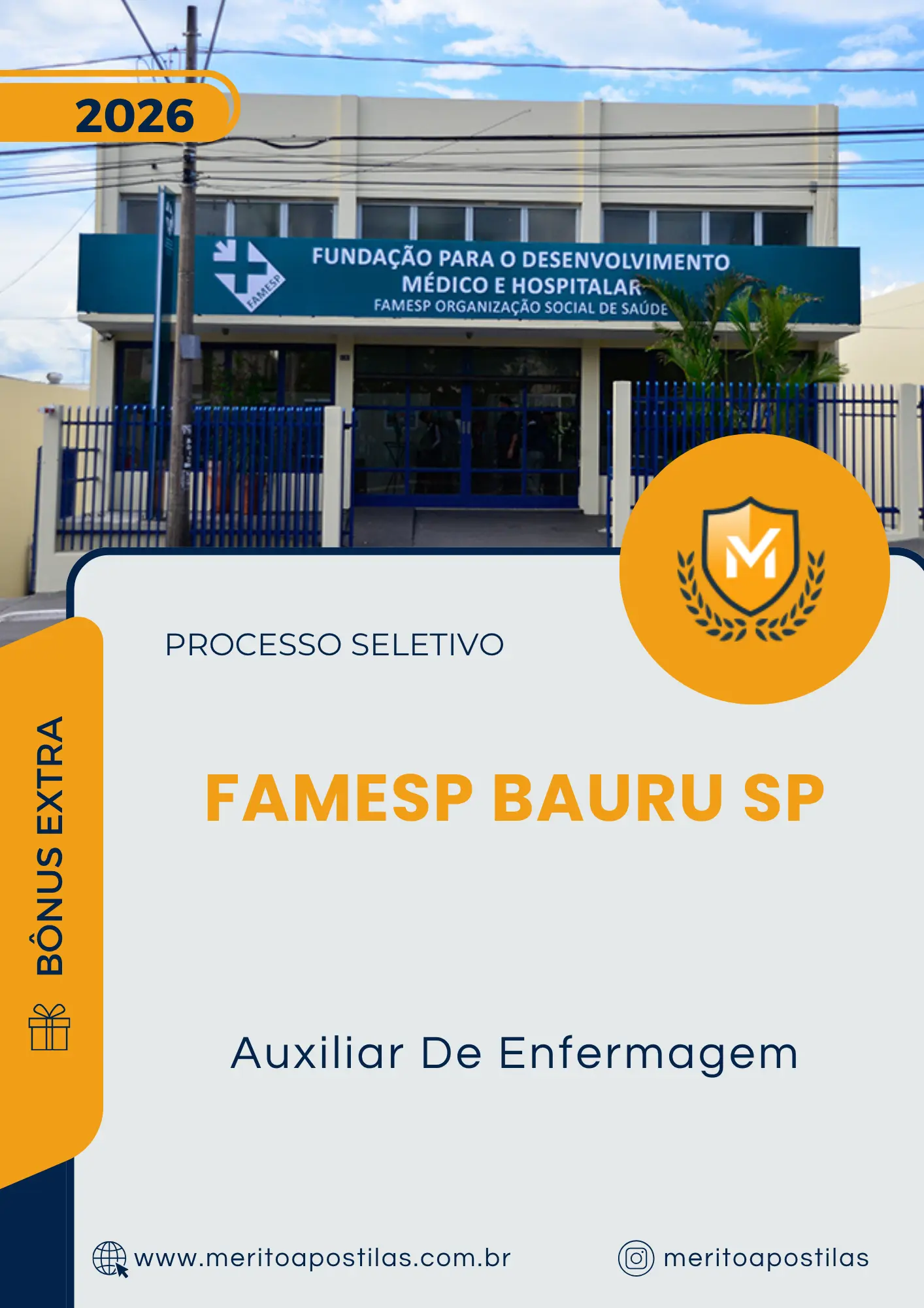 Apostila Auxiliar De Enfermagem Processo Seletivo Famesp Bauru SP 2026