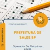 Apostila Operador De Máquinas Leves Prefeitura de Sales SP 2026