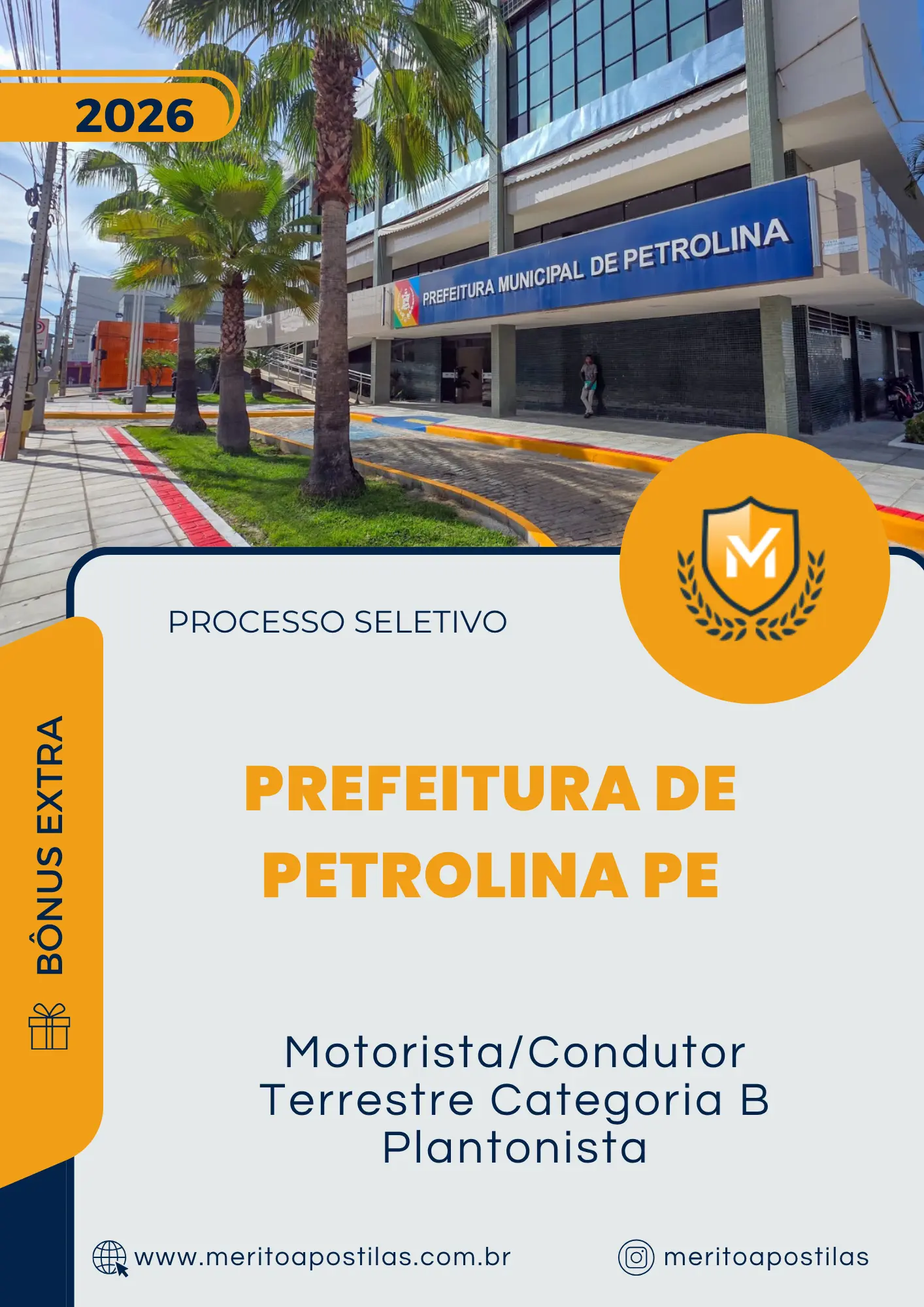 Apostila Motorista Condutor Terrestre Categoria B Plantonista Prefeitura de Petrolina PE 2026