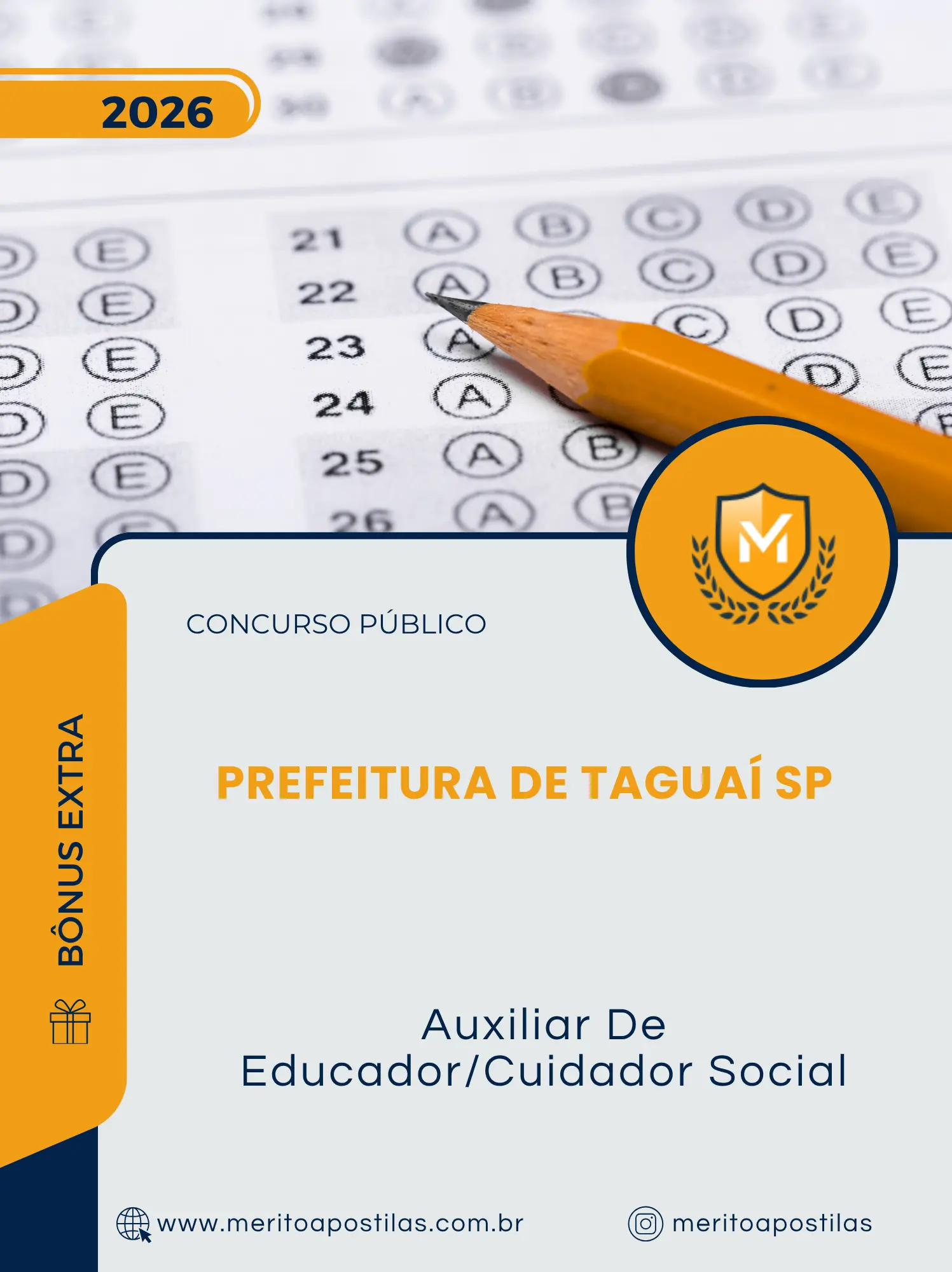 Apostila Auxiliar De Educador Cuidador Social Prefeitura de Taguaí SP 2026