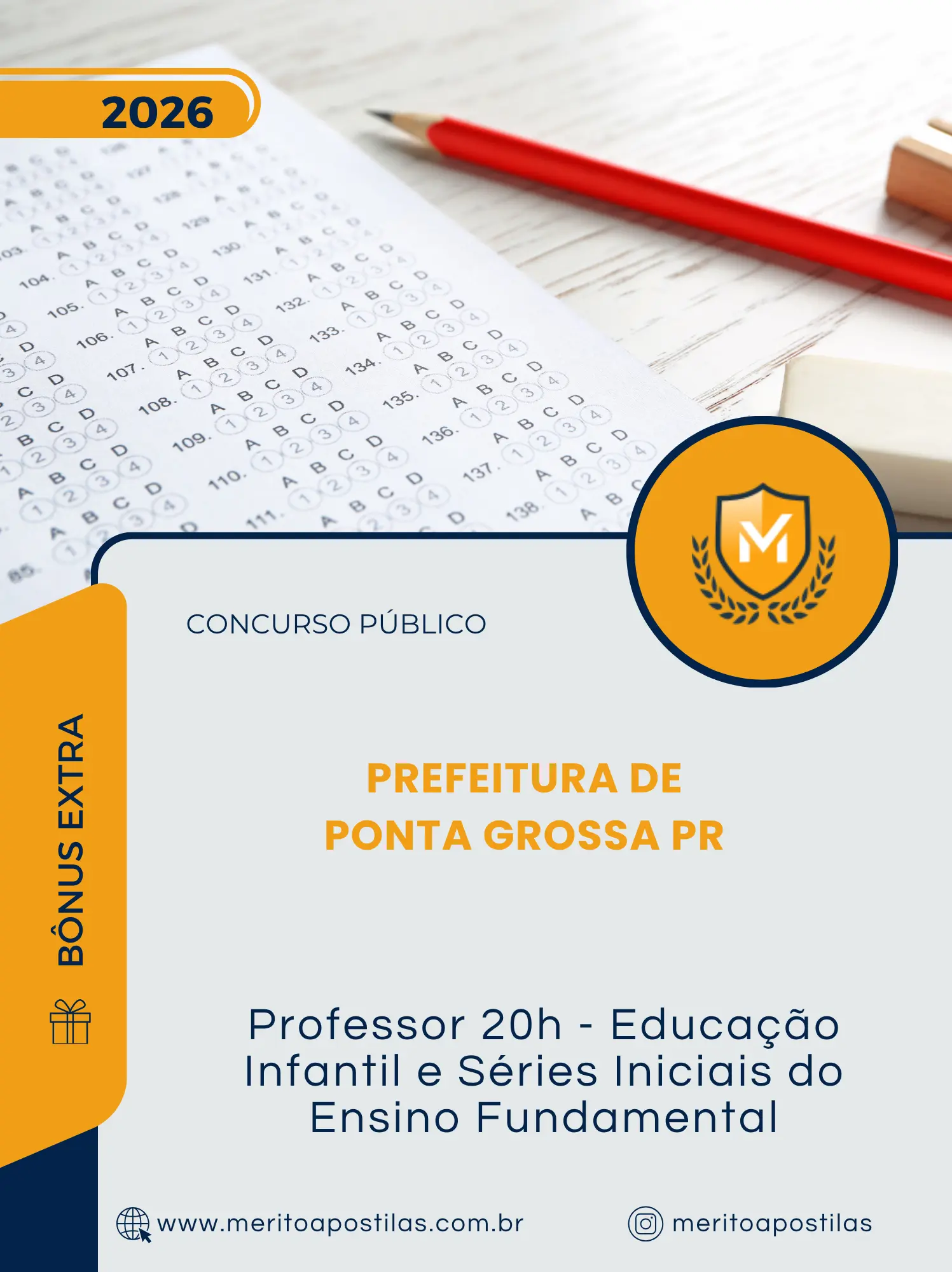 Apostila Professor 20h Educação Infantil e Séries Iniciais do Ensino Fundamental Prefeitura de Ponta Grossa PR 2026