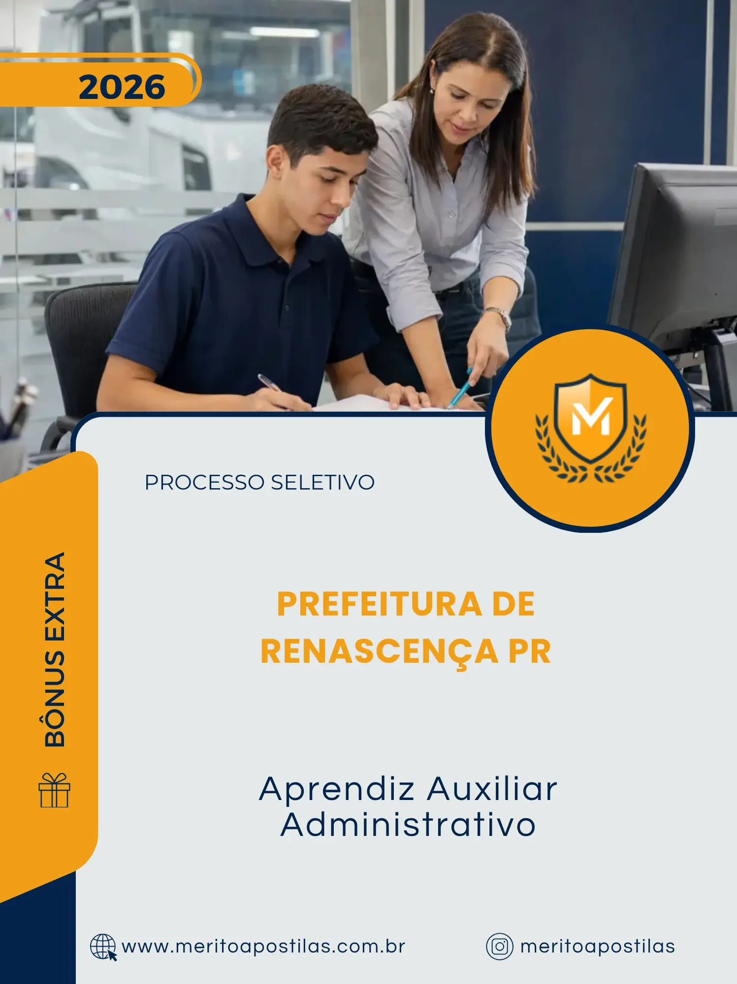 Apostila Aprendiz Auxiliar Administrativo Prefeitura de Renascença PR 2026