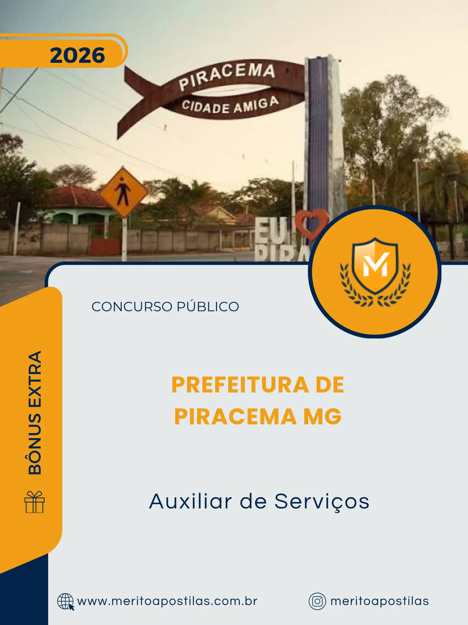 Apostila Auxiliar de Serviços Prefeitura de Piracema MG 2026