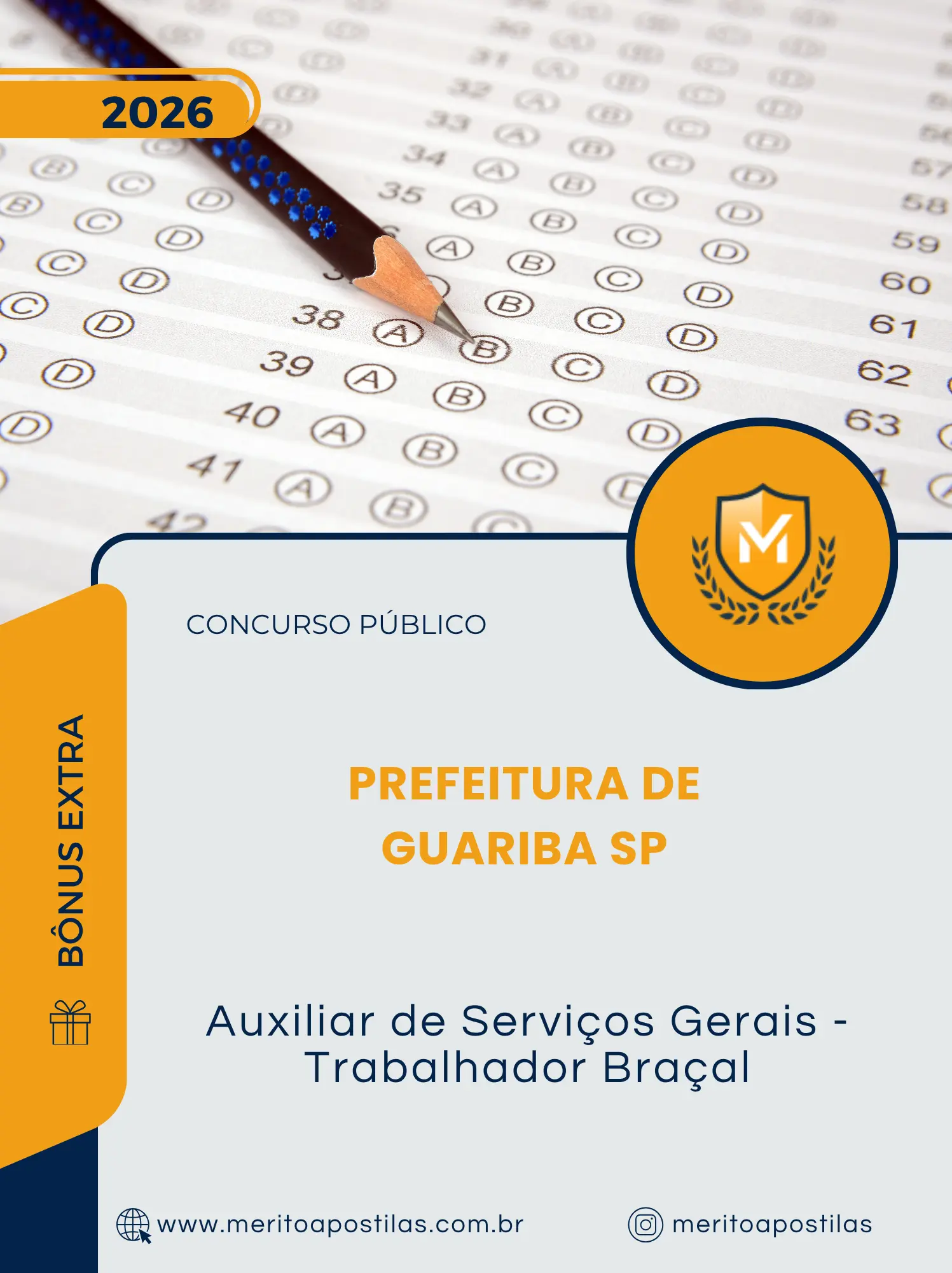 Apostila Auxiliar de Serviços Gerais Trabalhador Braçal Prefeitura de Guariba SP 2026