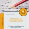 Apostila Professor de Educação Básica II Arte Prefeitura de Paulo de Faria SP 2026