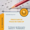 Apostila Professor de Educação Básica II Matemática Prefeitura de Paulo de Faria SP 2026