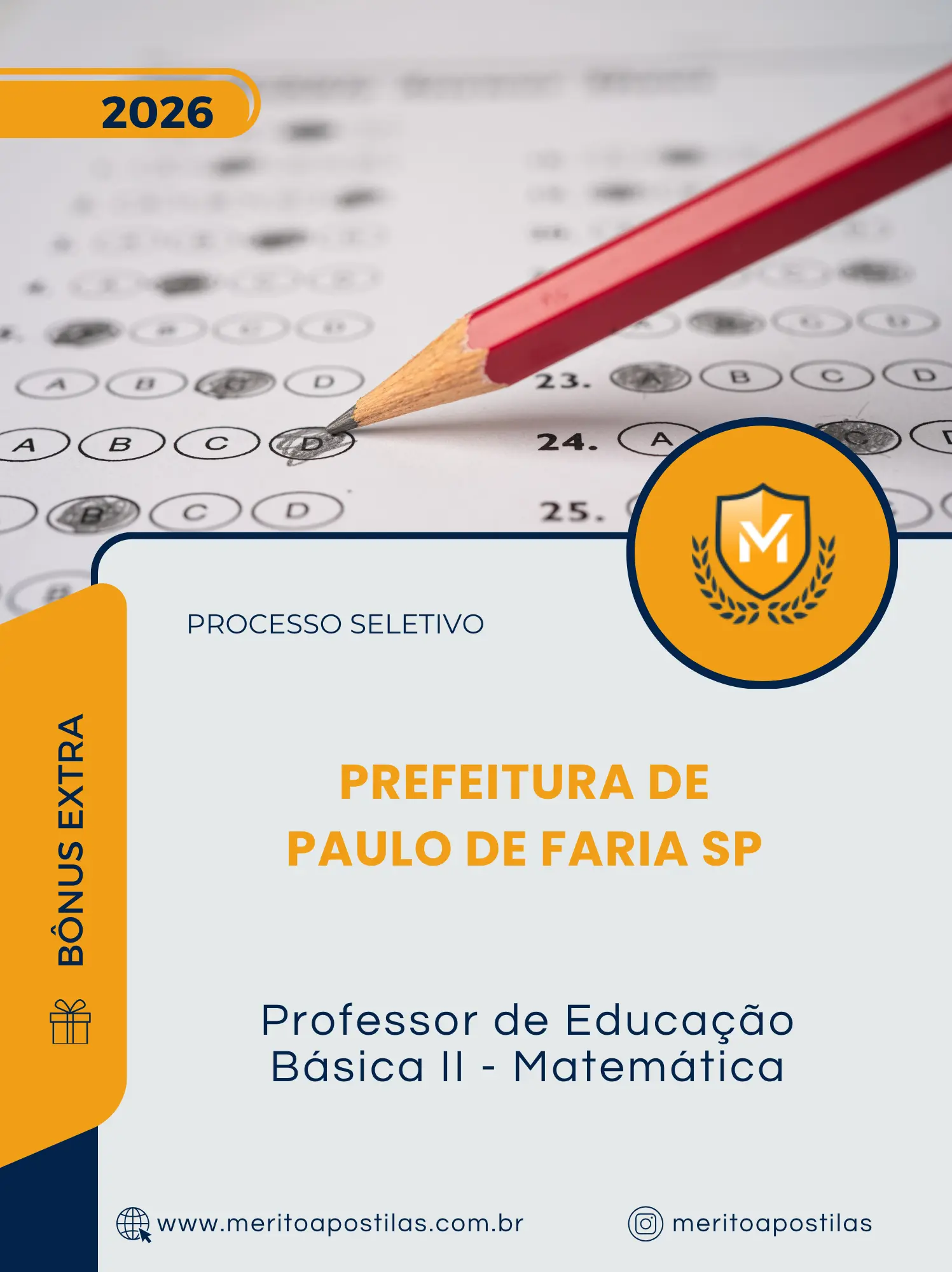 Apostila Professor de Educação Básica II Matemática Prefeitura de Paulo de Faria SP 2026