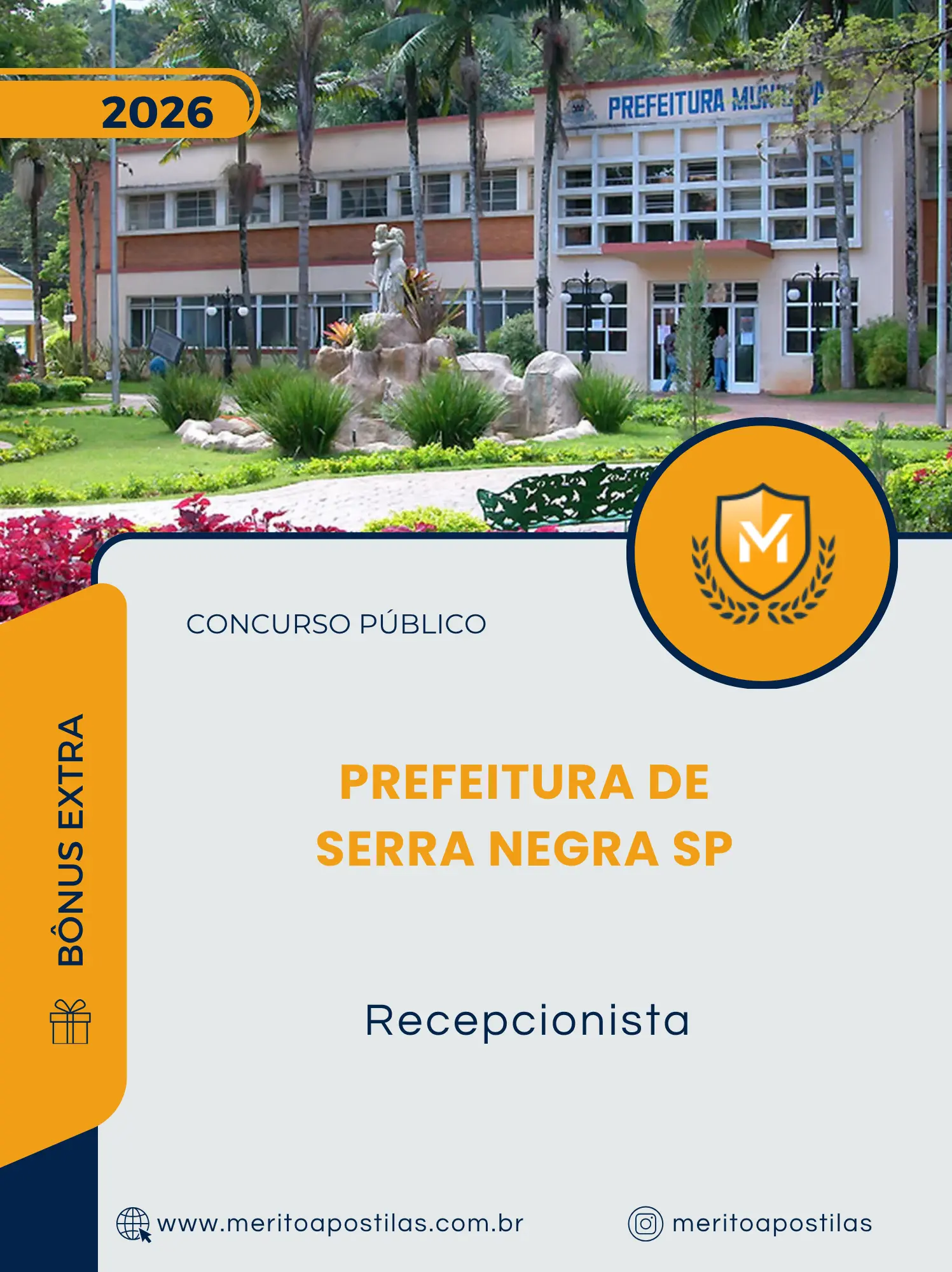 Apostila Recepcionista Prefeitura de Serra Negra SP 2026