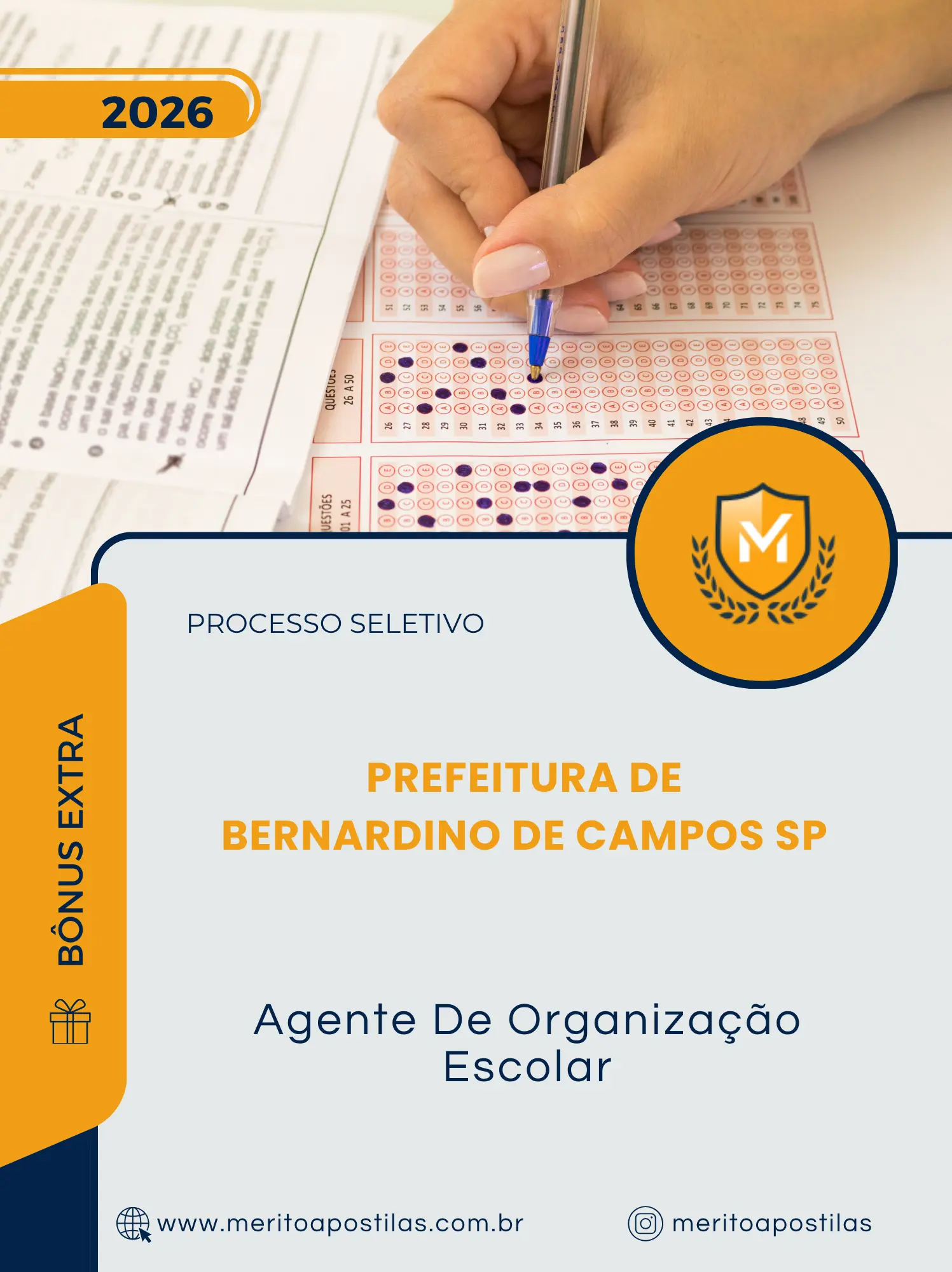Apostila Agente De Organização Escolar Prefeitura de Bernardino de Campos SP 2026