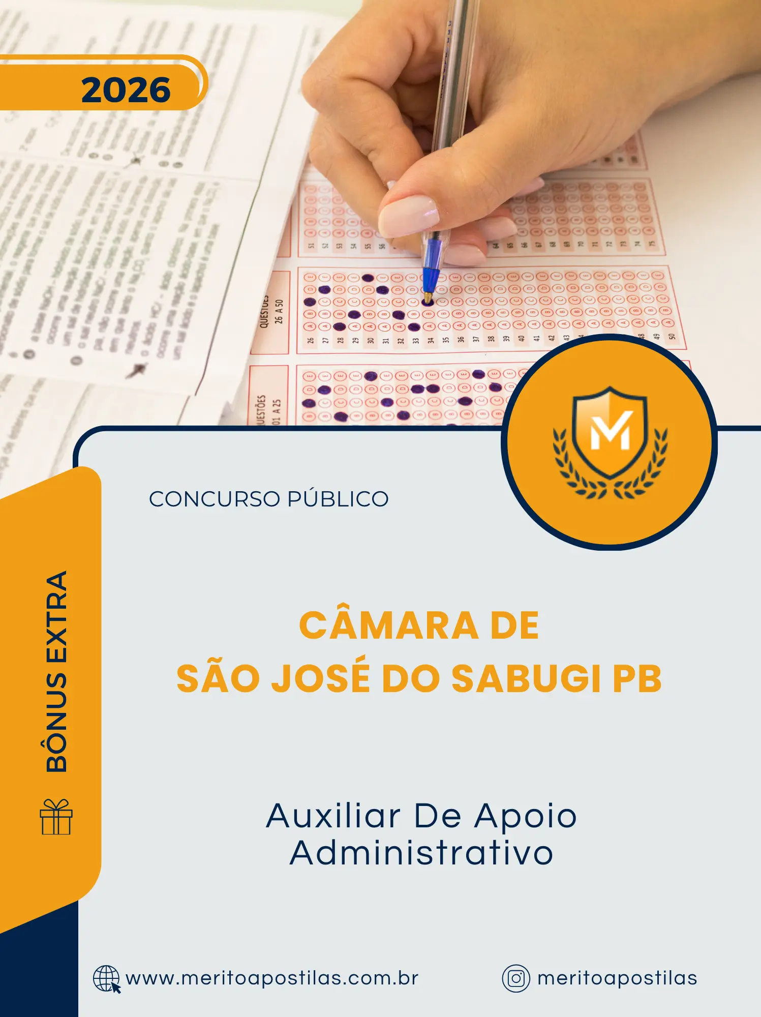 Apostila Auxiliar De Apoio Administrativo Câmara de São José do Sabugi PB 2026