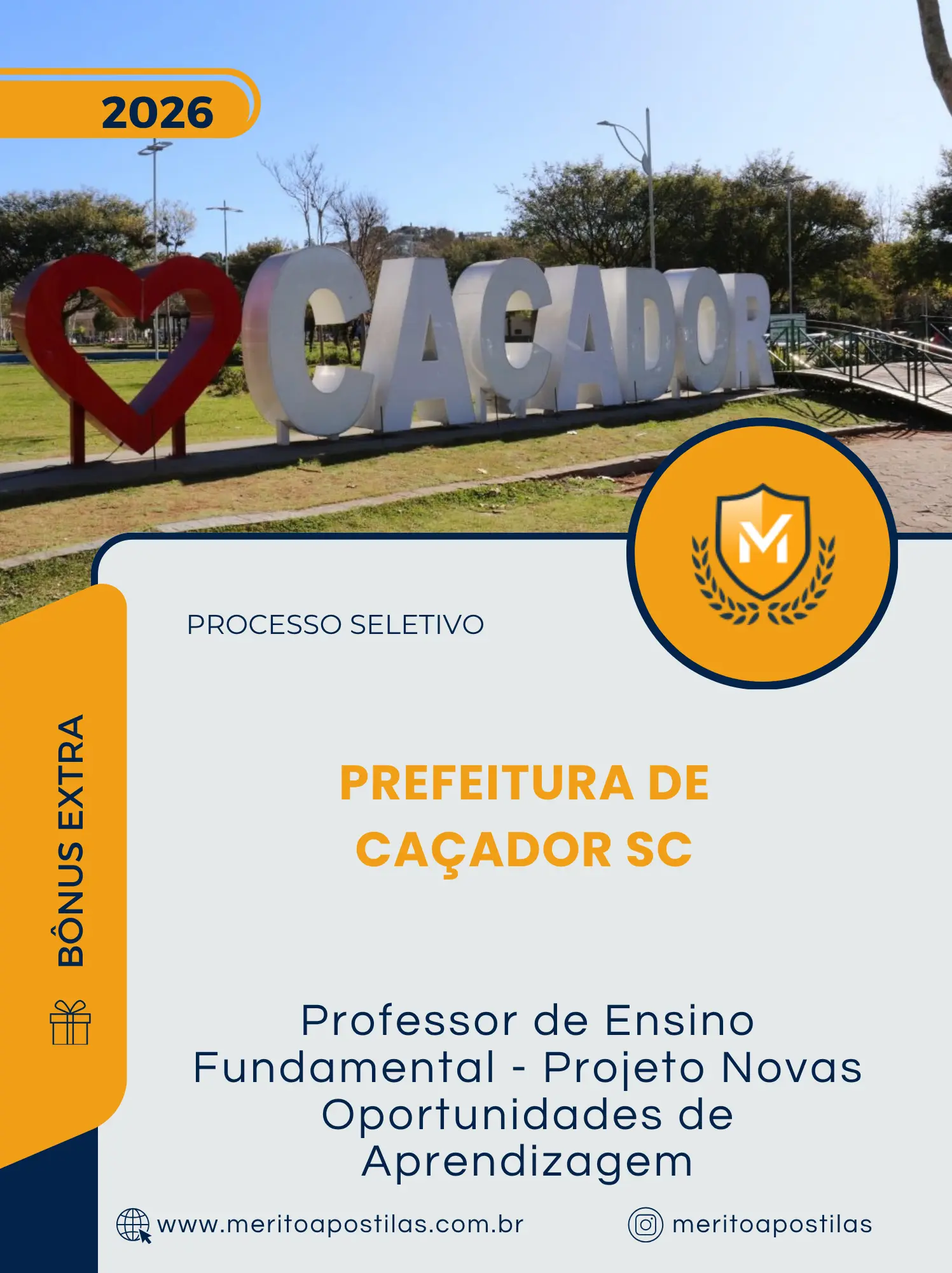 Apostila Professor de Ensino Fundamental Projeto Novas Oportunidades de Aprendizagem Prefeitura de Caçador SC 2026