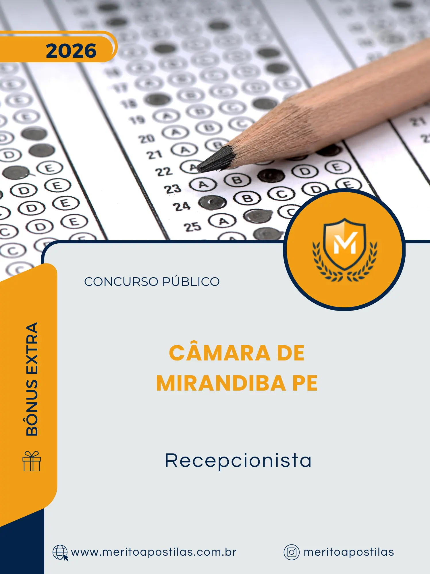 Apostila Recepcionista Câmara de Mirandiba PE 2026