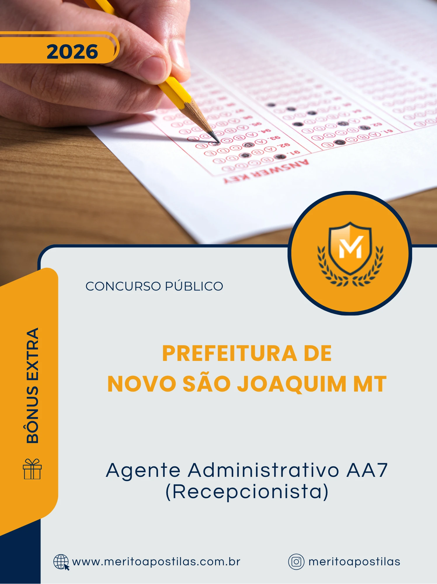 Apostila Agente Administrativo AA7 Recepcionista Prefeitura de Novo São Joaquim MT 2026