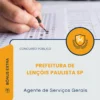 Apostila Agente de Serviços Gerais Prefeitura de Lençóis Paulista SP 2026