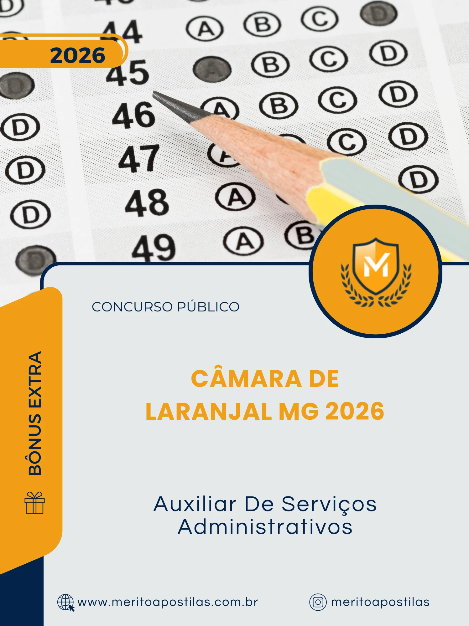 Apostila Auxiliar De Serviços Administrativos Câmara de Laranjal MG 2026