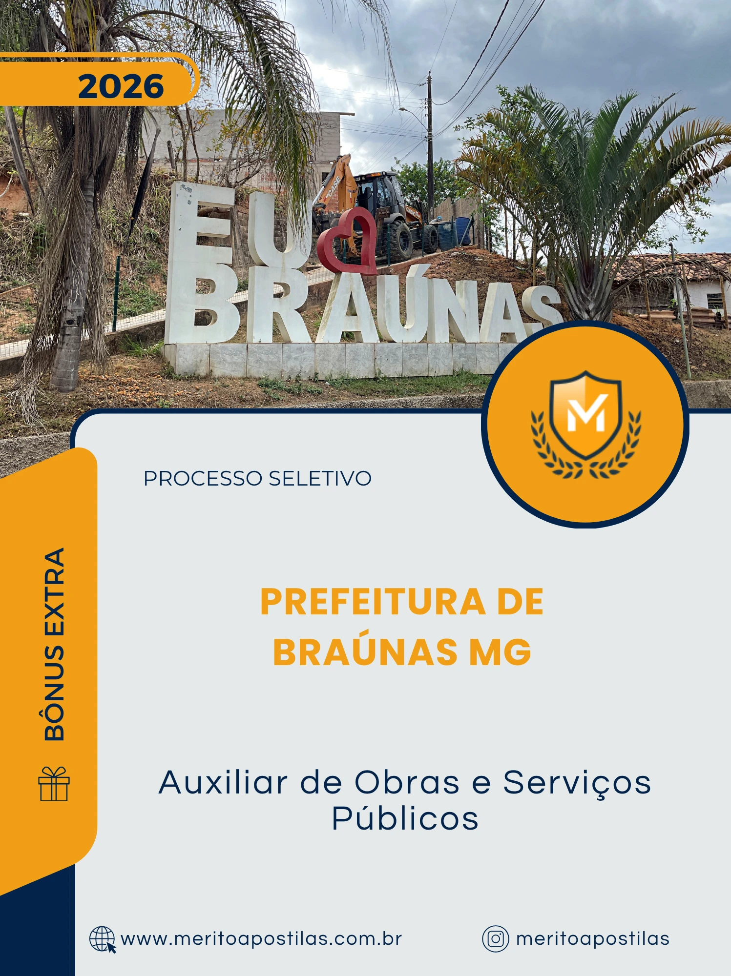 Apostila Auxiliar de Obras e Serviços Públicos Prefeitura de Braúnas MG 2026