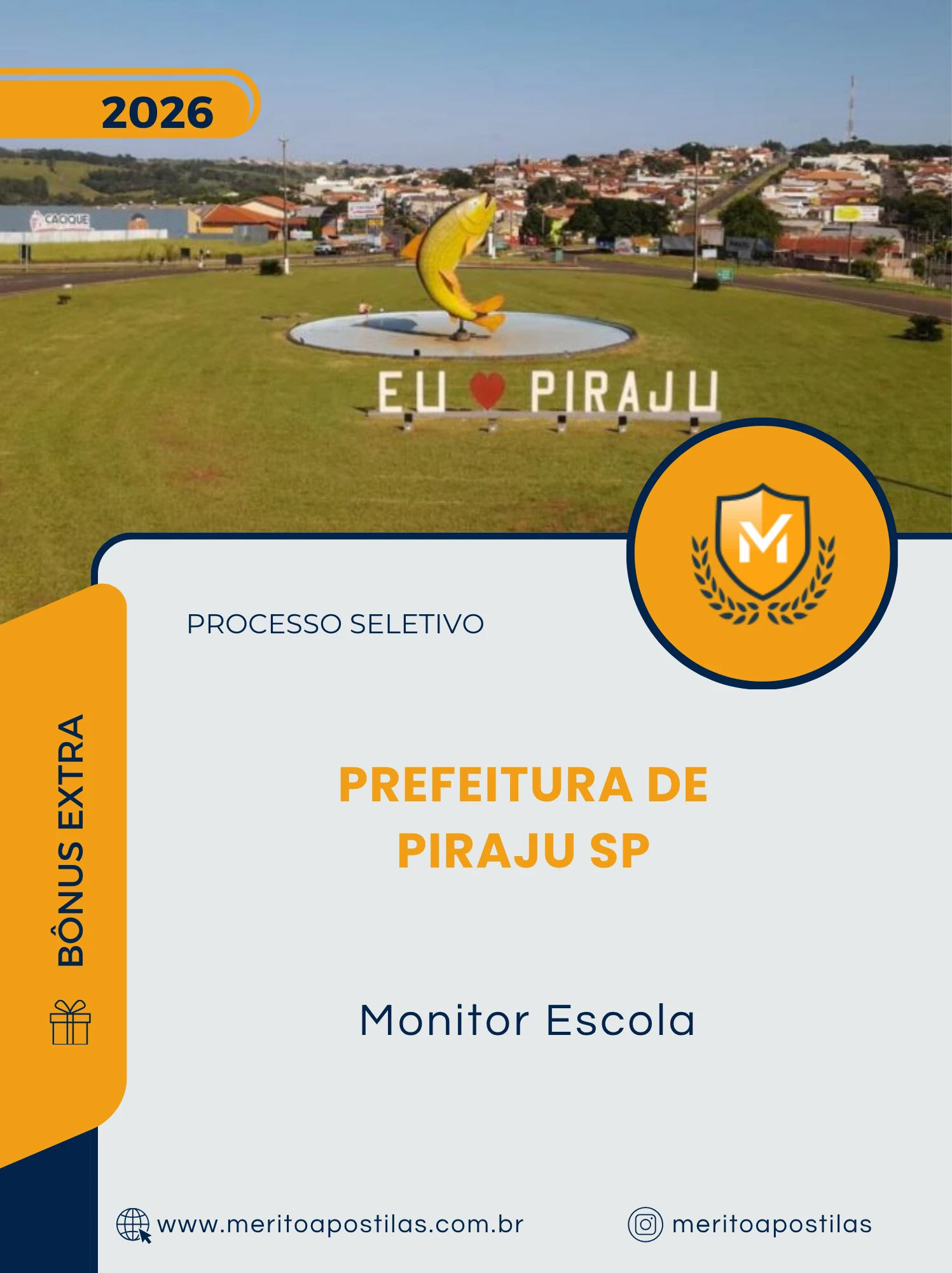 Apostila Monitor Escola Prefeitura de Piraju SP 2026