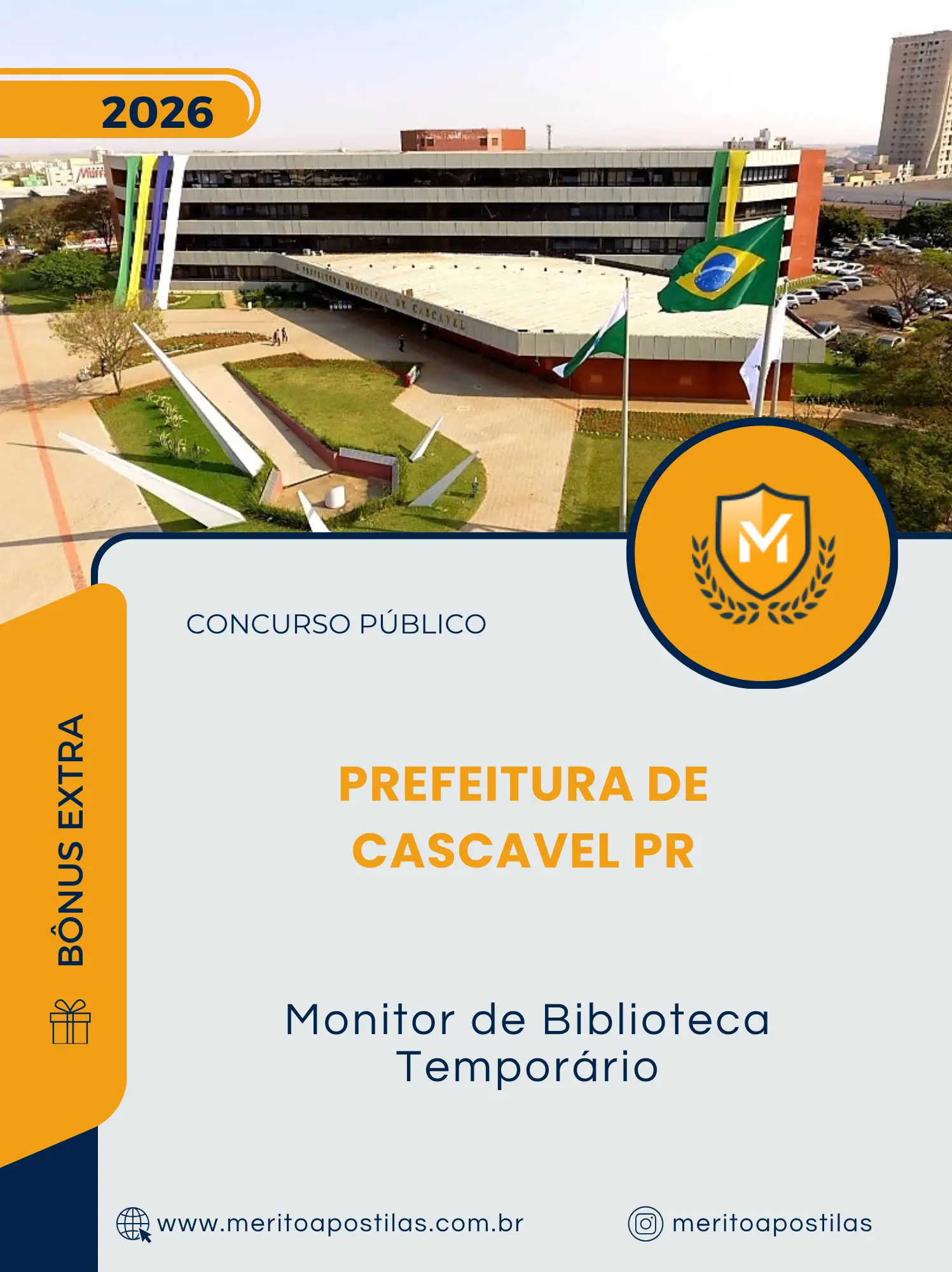 Apostila Monitor de Biblioteca Temporário Prefeitura de Cascavel PR 2026
