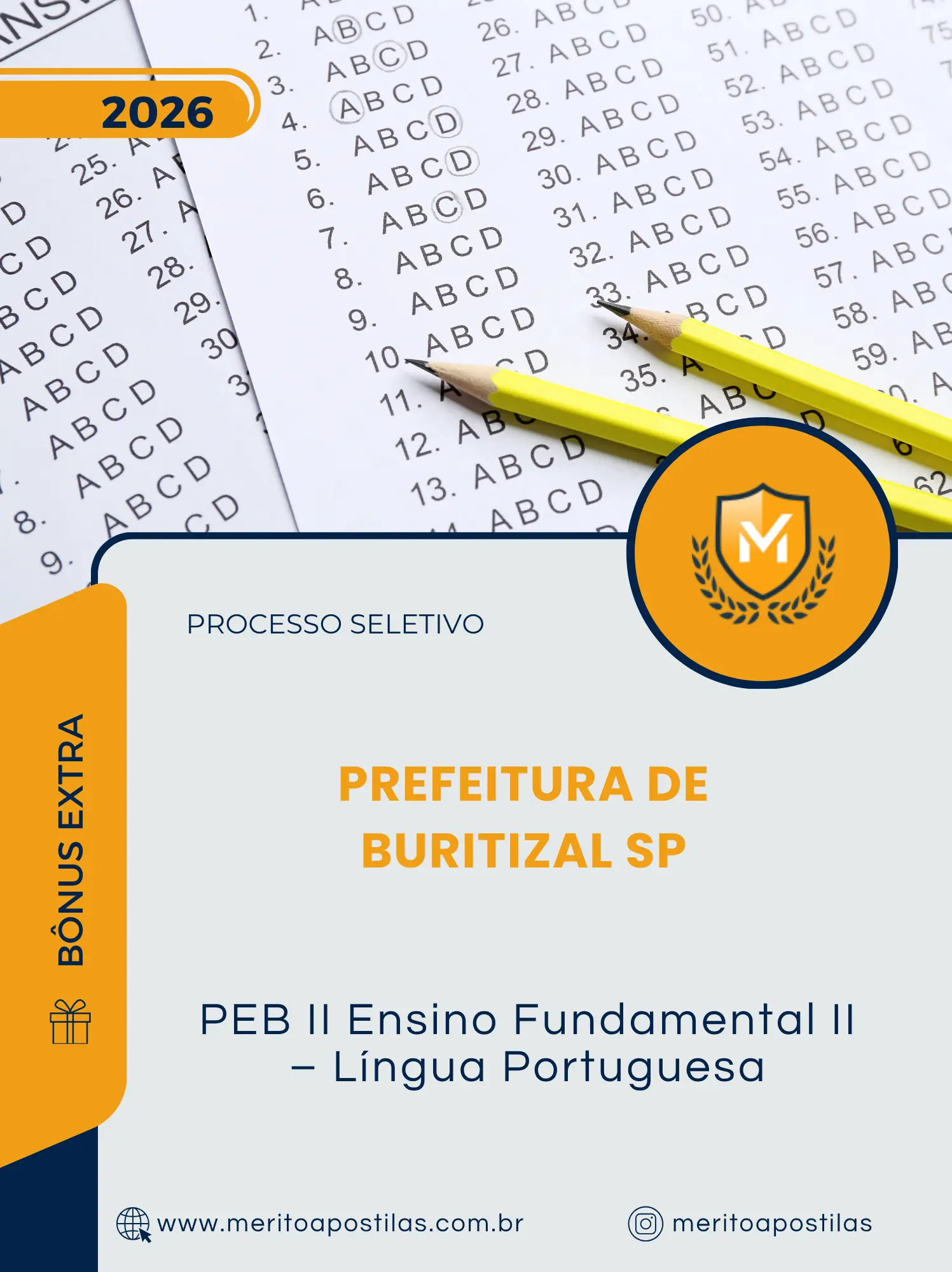 Apostila PEB II Ensino Fundamental II Língua Portuguesa Prefeitura de Buritizal SP 2026